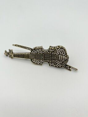 Heidi Daus Signed Crystal Violin Musical Instrument Brooch Pin